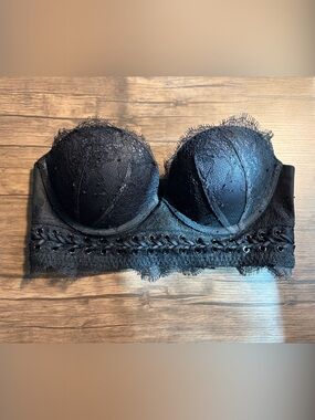 Victoria's Secret Very Sexy Black Lace Longline Strapless Bra 32A